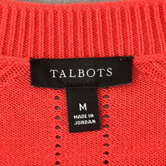 Talbots Boyfriend Cardigan Size Medium Long Sleeve Red - Picture 13 of 14